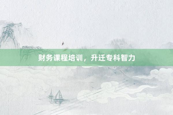 财务课程培训，升迁专科智力